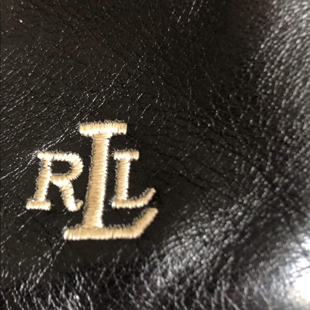 Ralph Lauren Black Leather Shoulder Hobo with RLL Logo - Picture 2 of 3